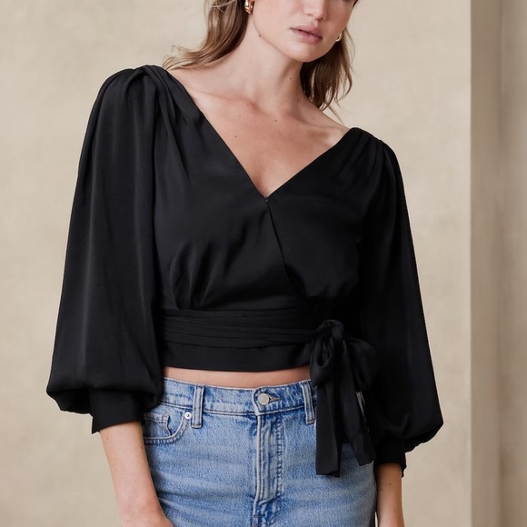 Banana Republic Cropped Wrap Blouse - Picture 1 of 11